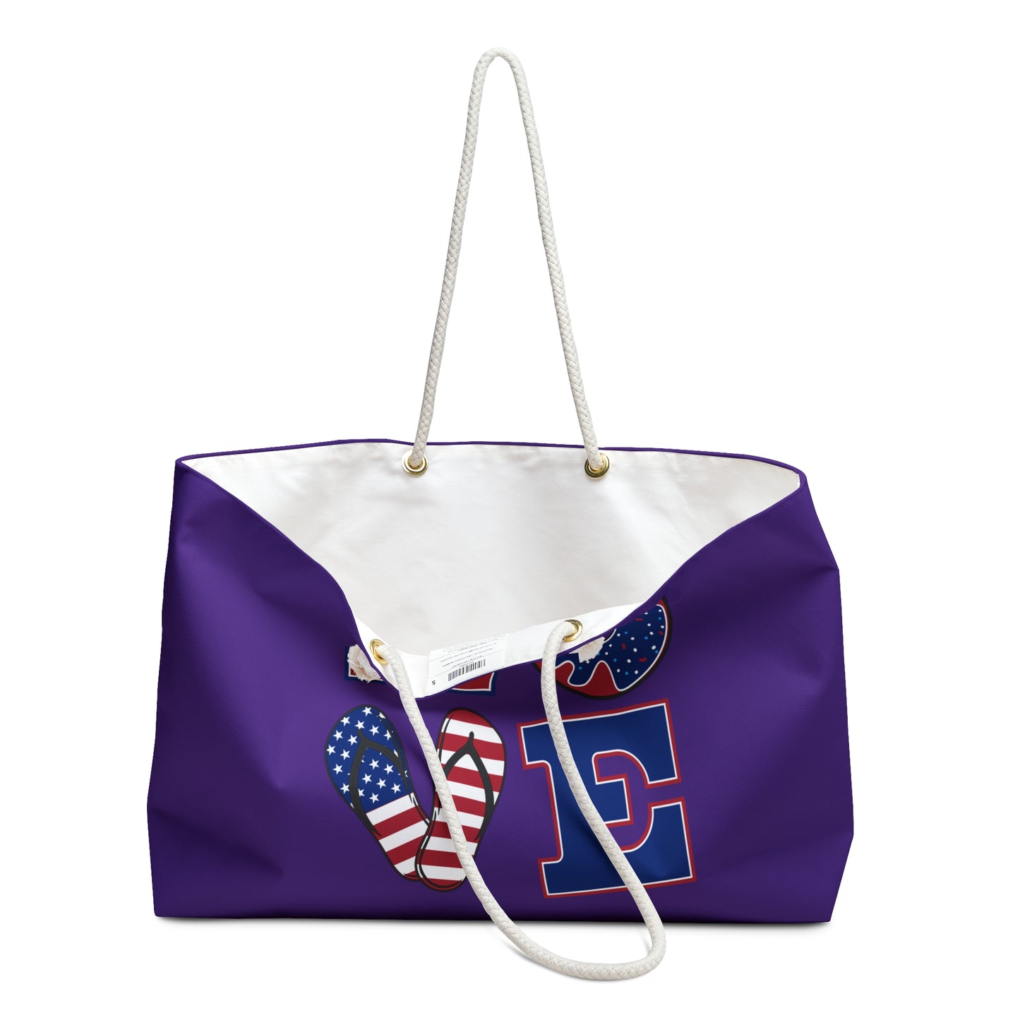 Patriotic Weekender Bag - Perfect for Travel, Beach Days, or Summer Celebrations, Love Design, USA Pride, Vacation Tote